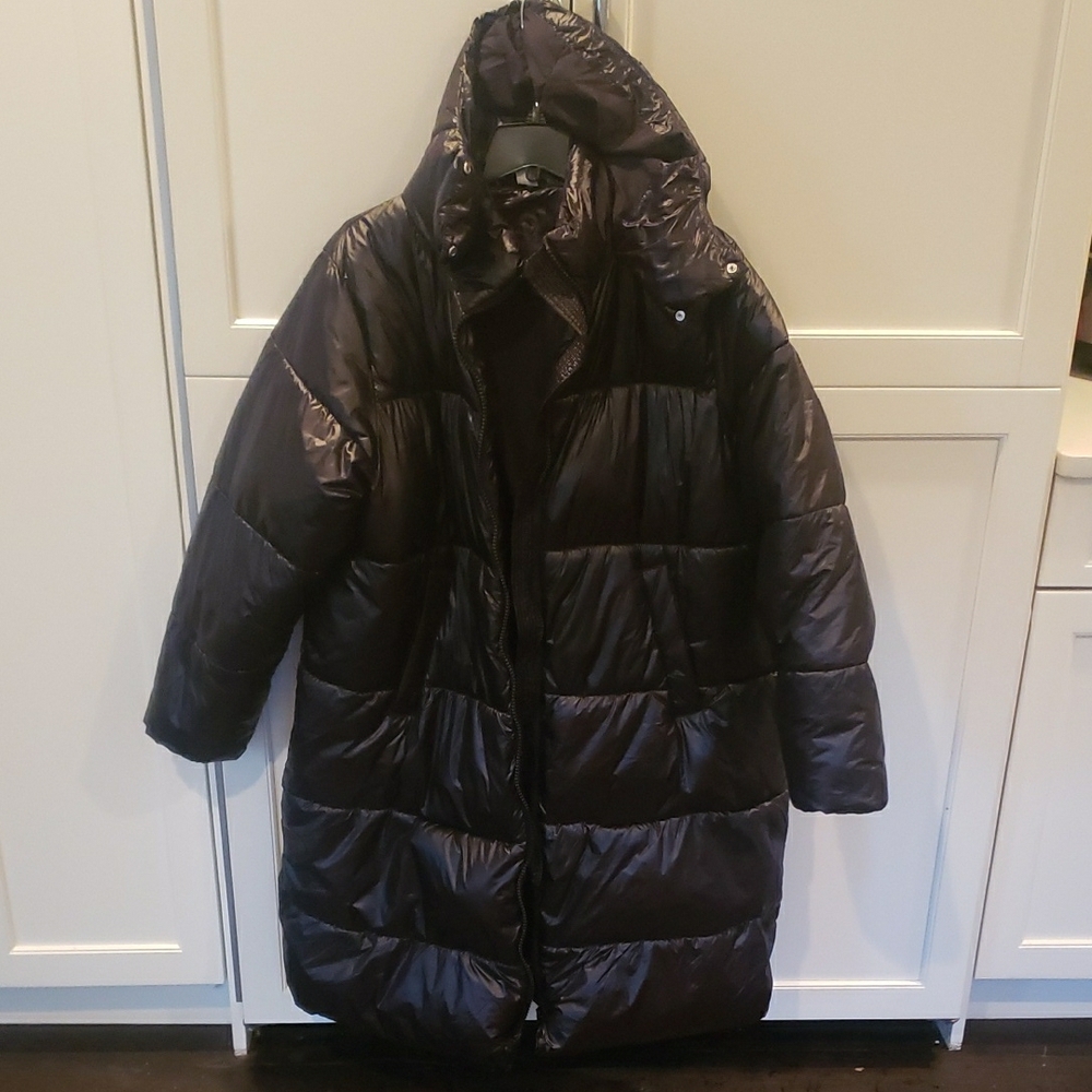 Black Puffer Coat with Hood